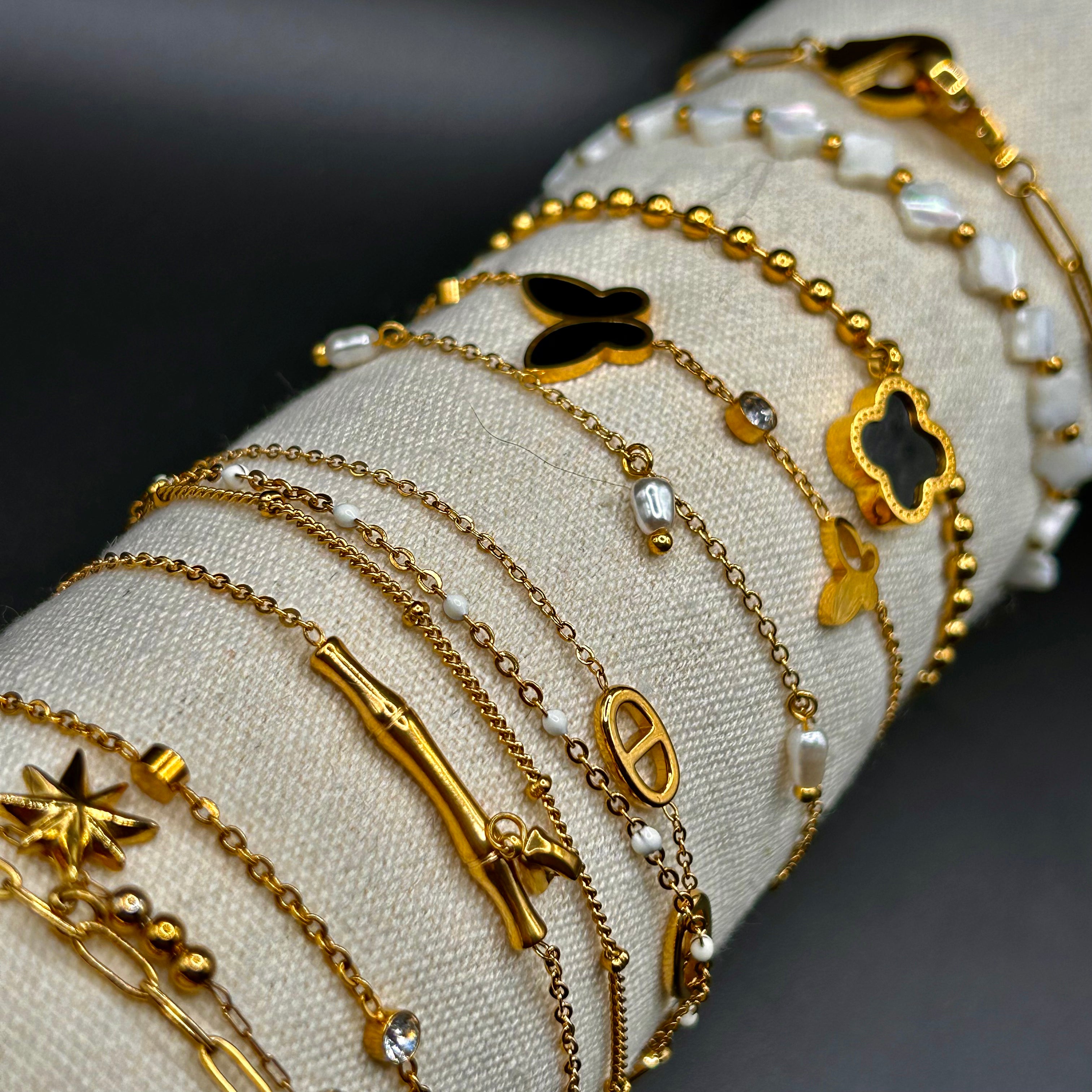 Bracelet tissé main fils d'or, laiton et bronze - Mintaka or
